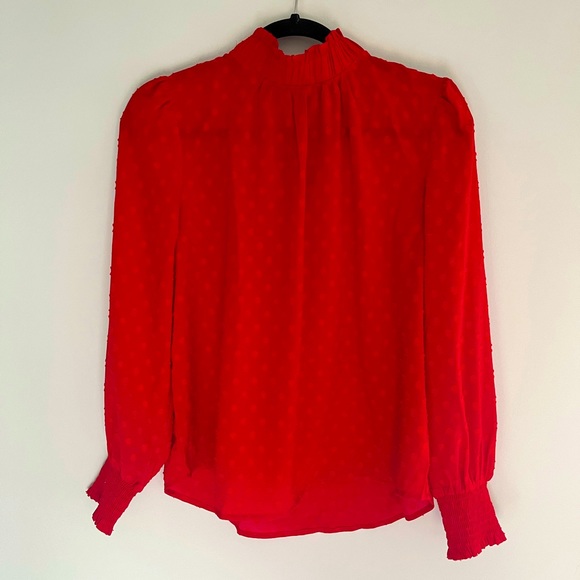 NWOT Loft Bow Ruffle Dot Blouse - Picture 3 of 6